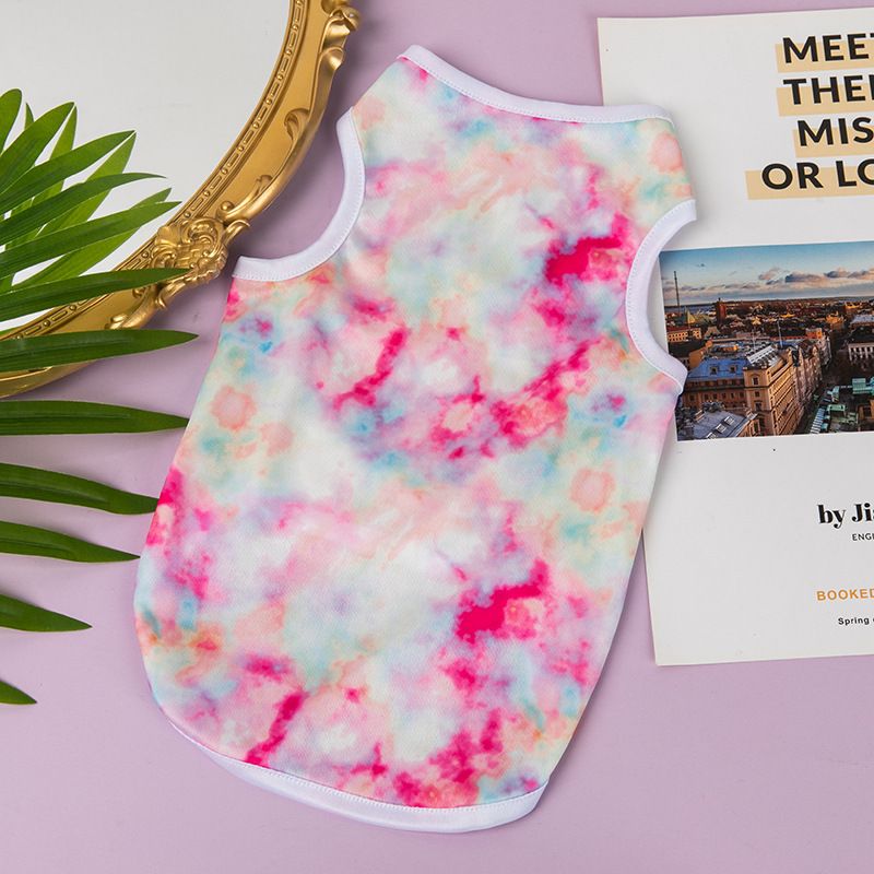 New Pet Clothes Tie-Dye Summer Vest Jumpsuit Quick-Dry Breathable Large Medium Small Dog Clothing_voghion.com