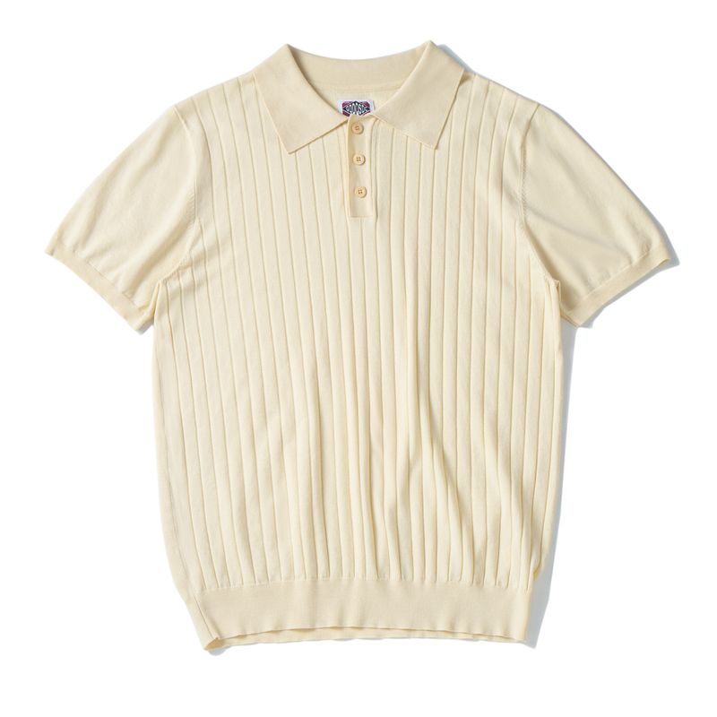 Polo da uomo in seta di alta qualità in stile italiano, a maniche corte, con colletto americano, lavorata a maglia e a coste_voghion.com