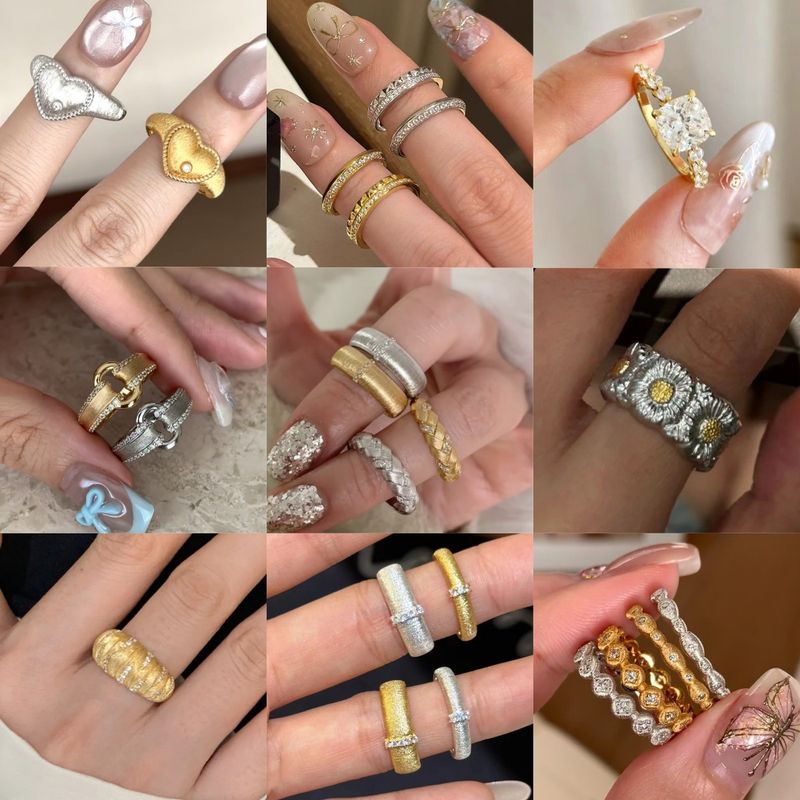 Leichter luxuriöser, glänzender Modering für Frauen, stilvolles Design, Diamantmuster-Indx-Fingerring, Geschenk, altes Geld_voghion.com