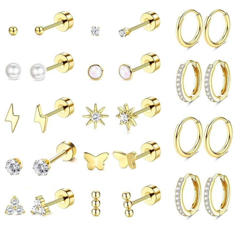 Hot Selling Stainless Earring Set INS Style Niche Fashion Stud Hoop Earrings Titanium Steel Factory_voghion.com