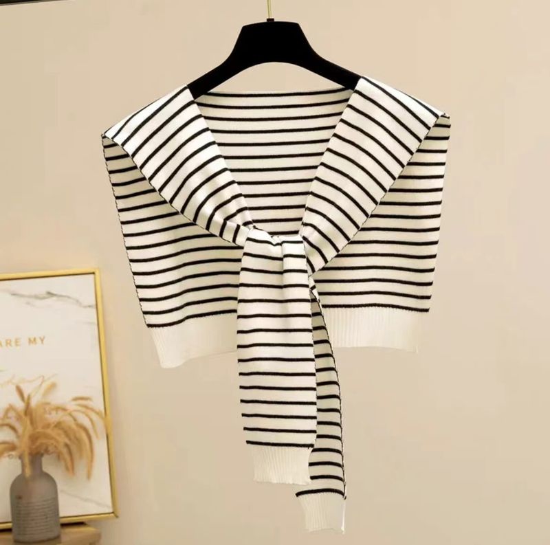2024 Neue gestrickte gestreifte Schal High-End-Damen Sommer klimatisierte Zimmer Hals wärmer Weste Herbst Winter warm Schal_voghion.com