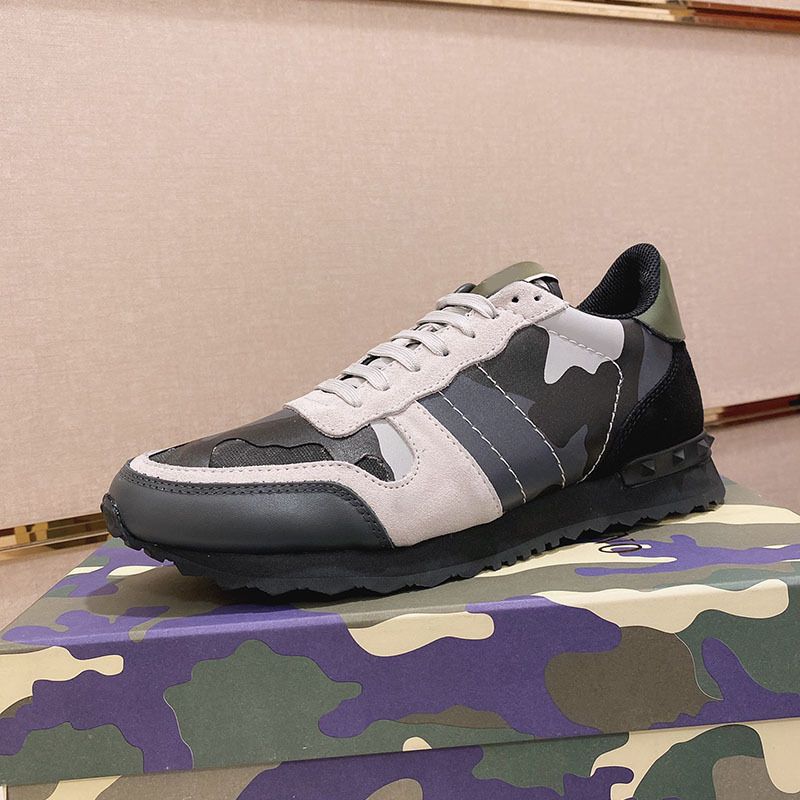 2024 Nowe buty sportowe V-Home Camouflage dla mężczyzn z nitowanym grubym dnem, modne sznurowane na co dzień, bloki kolorów_voghion.com