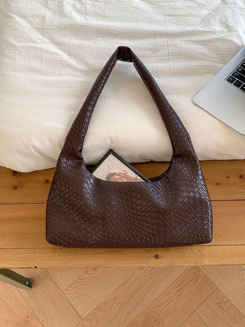 Borsa a tracolla in morbida pelle intrecciata con trama a nido d'ape per le donne, di alta qualità, per i pendolari_voghion.com