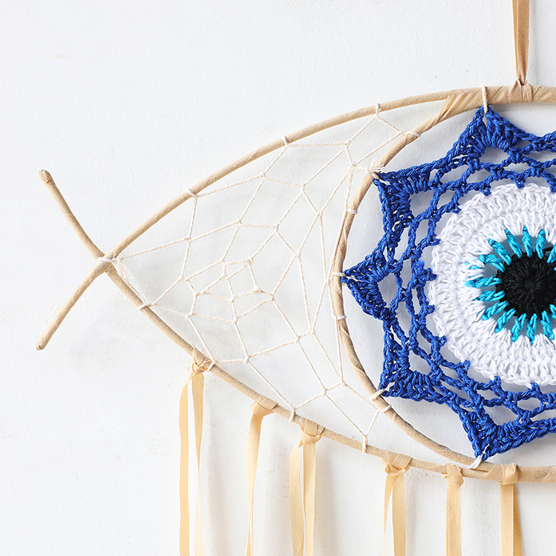 Decorazione per la casa con occhio del diavolo, acchiappasogni, arazzo da parete, piume colorate, decorazione per la stanza, acchiappasogni, ciondolo a vento_voghion.com