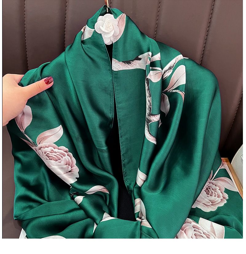 Advanced Red Rose Flower Sunscreen Erweiterte Simulation Seide Sommer Damen Long Strip Strandschal_voghion.com