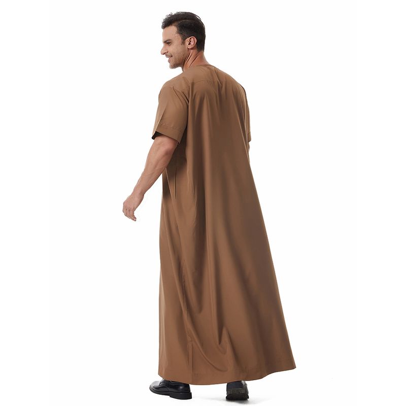 Herrenbekleidung Robe Kurzarm Langes Hemd Nationalität Kleidung_voghion.com