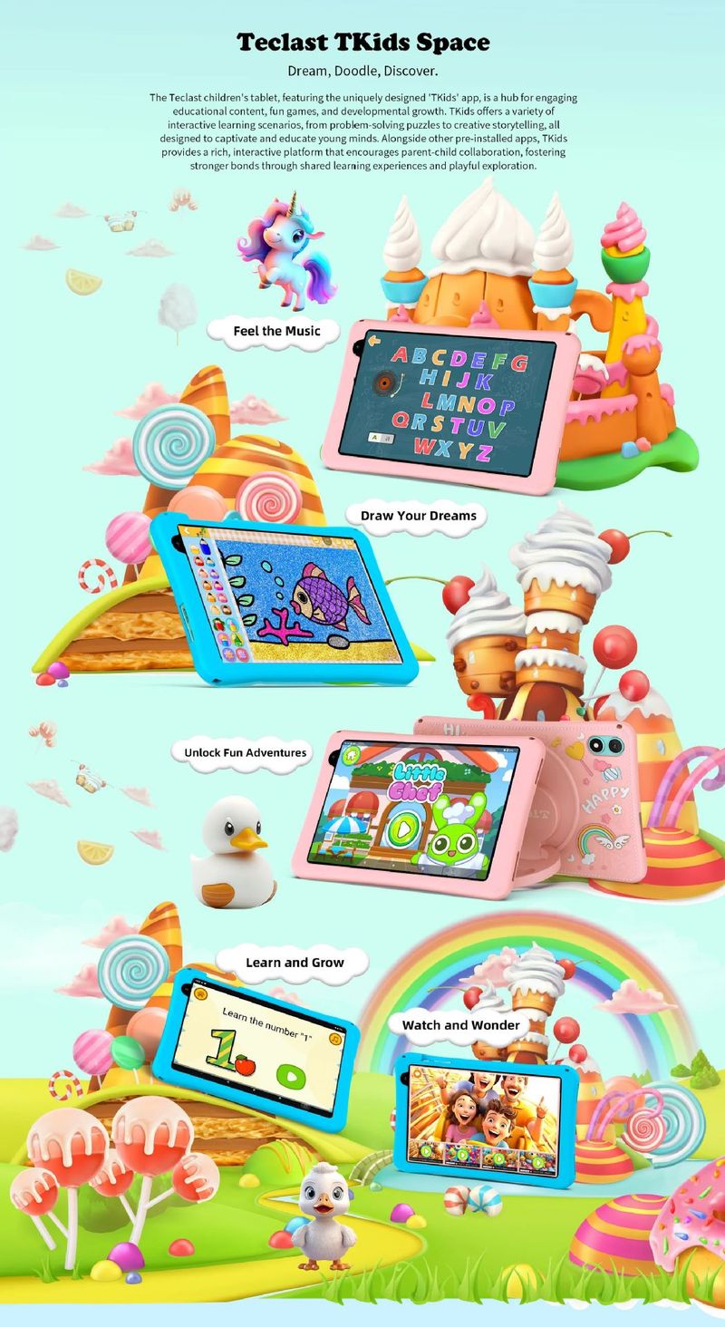 Teclast P85T 8-Zoll-Kinder-Tablet mit Android 13 | 4 GB RAM + 64 GB Speicher | Kindersicherung | Augenschutz-Bildschirm | Robuste Hülle inklusive_voghion.com