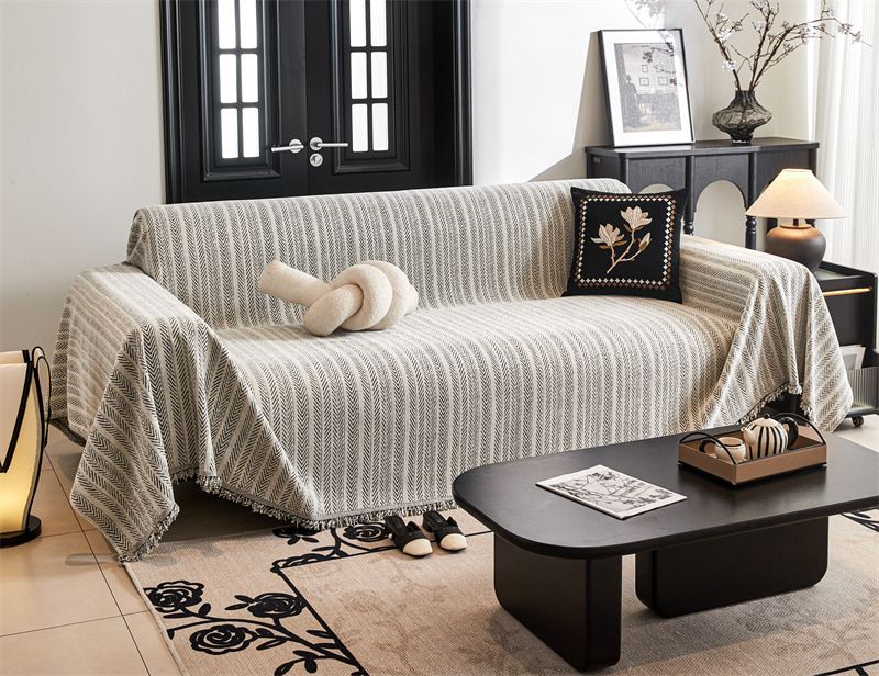 Premium Chenille Sofa Cover - Universal All-Season Protector, Anti-Slip, Cat-Proof, Full Coverage For 3-Seater Couches In Herringbone Pattern_voghion.com