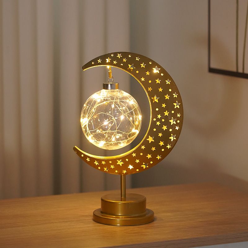 Stelle colorate in ferro battuto a LED, luna, palline rotonde, piccole luci notturne, lampade da tavolo decorative per camera da letto, luci sagomate_voghion.com