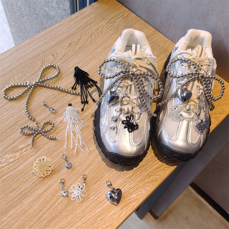 Ciondolo con fiocco di perle d'argento di celebrità, gioiello, fiore per scarpetta da ballerina, decorazione di alta qualità per ragazze_voghion.com