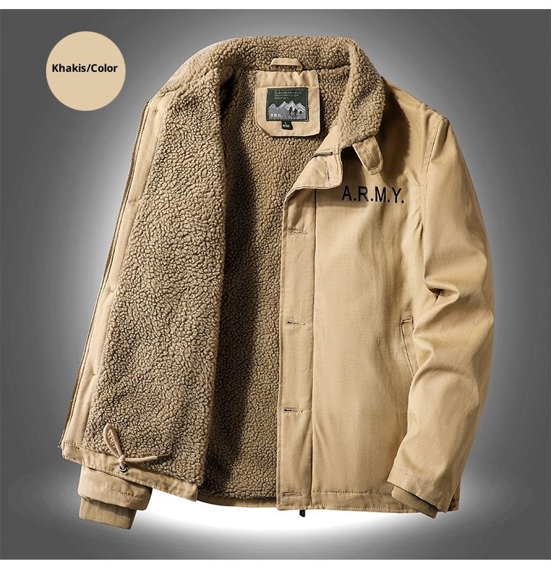 QFV507045555501<2 Middle-aged Men's Jacket Deck Padded Warm Military Workwear Winter Fleece Lined Thickened Casual Turn-down Collar Cotton_voghion.com