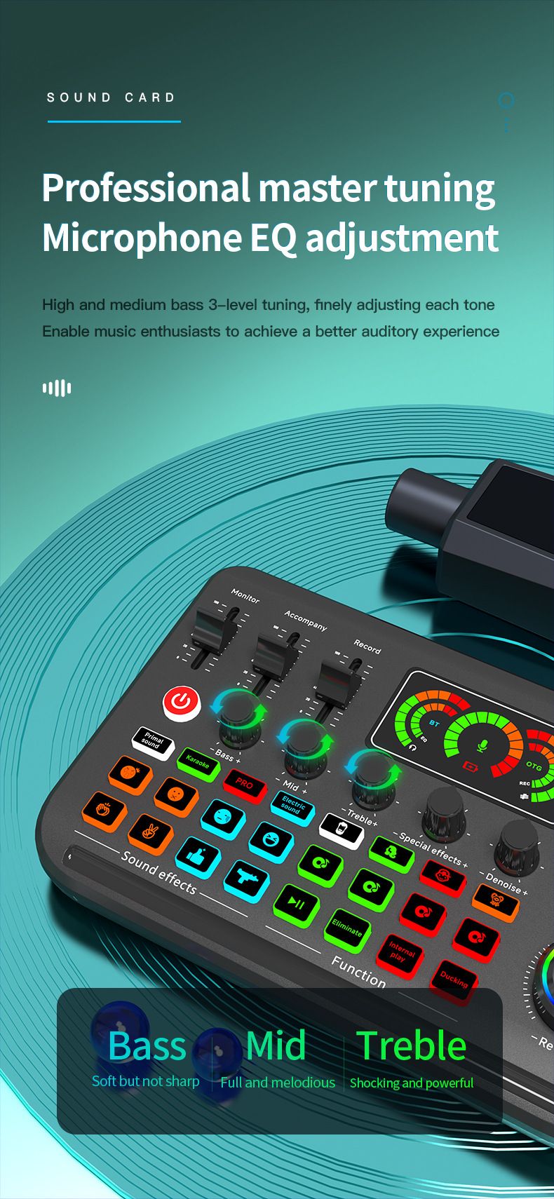 verze F999 živá karta zvukové efekty na zakázku anglické balení mikrofonu_voghion.com