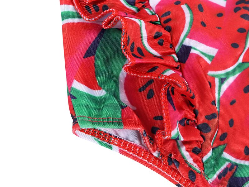 Mère et enfants été maillot de bain européen et américain manches à volants pour enfants maillot de bain imprimé fille bébé gilet respirant maillot de bain une pièce_voghion.com