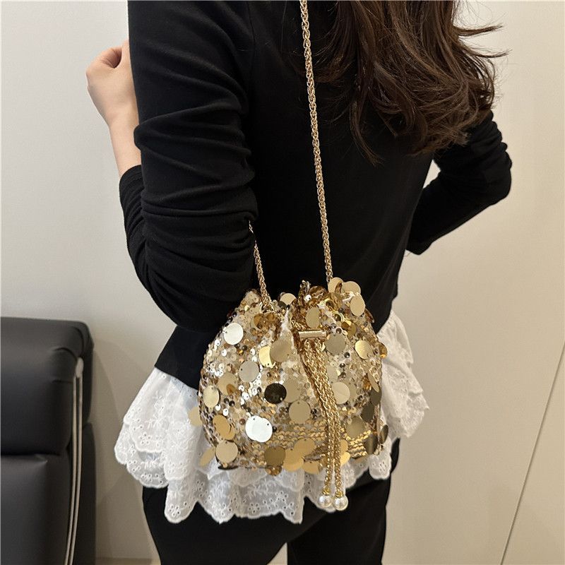 Borsa da sera a tracolla con catena elegante e secchiello da donna, piccola e alla moda, 2025, nuova, alla moda, estiva_voghion.com