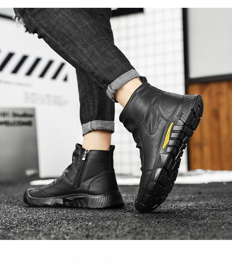 Autumn High Top New Versatile Zipper Korean Edition Martin Boots Men's Casual Shoes_voghion.com