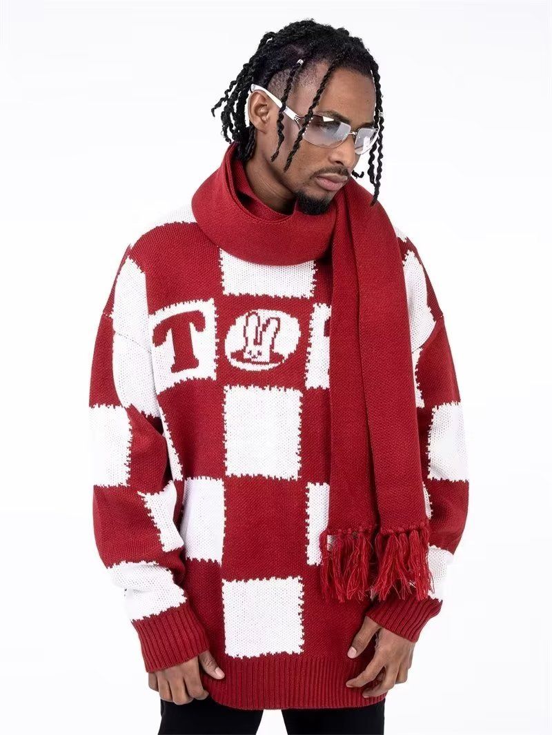 Men's Chunky Knit Sweater - Winter Oversized Korean & Japanese Style Pullover | Loose Fit Cable Crewneck | Ins Trendy Streetwear | Hot Search (M-XXL)_voghion.com