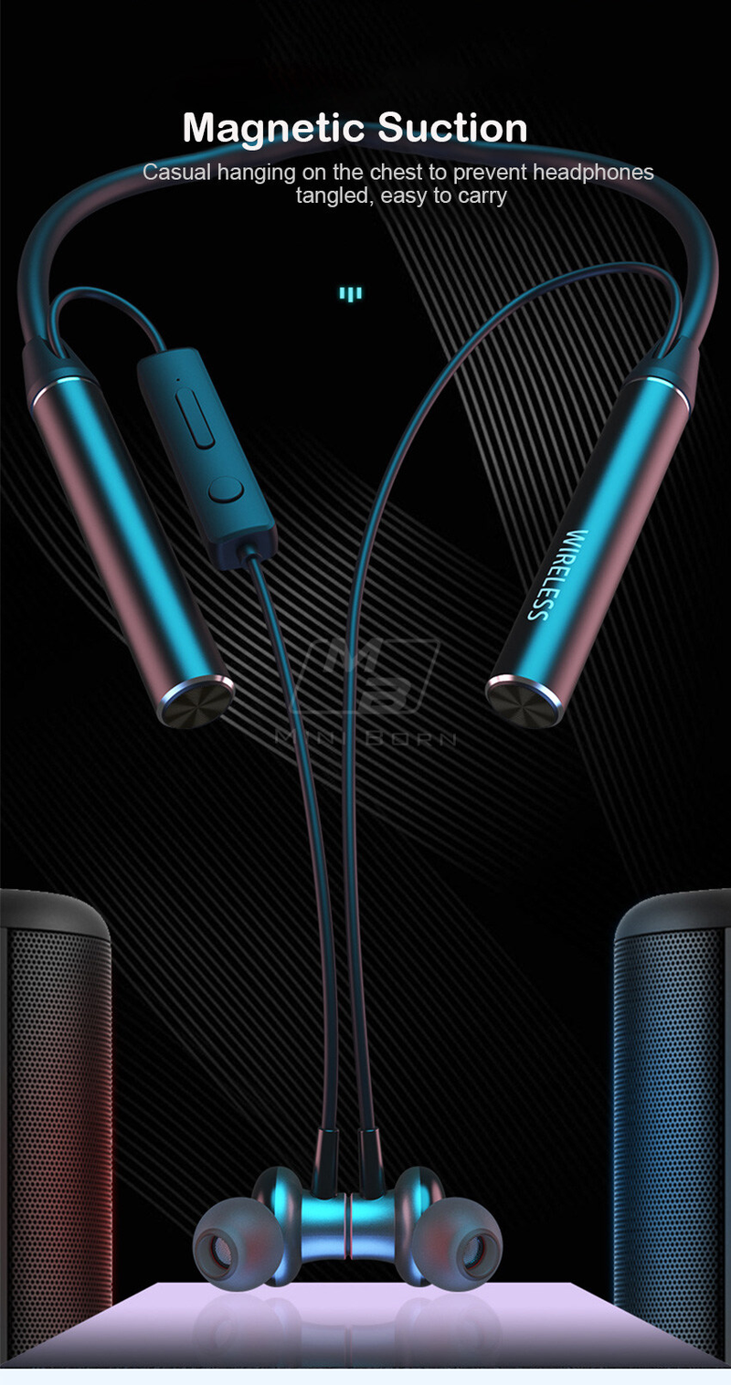 2024 Wireless Earbuds Neckband Wireless Headphones Neck Hanging Earbuds Gaming Earphone E-Sports Soft Silicone Sport Earphone HD Stereo Headset Magne_voghion.com