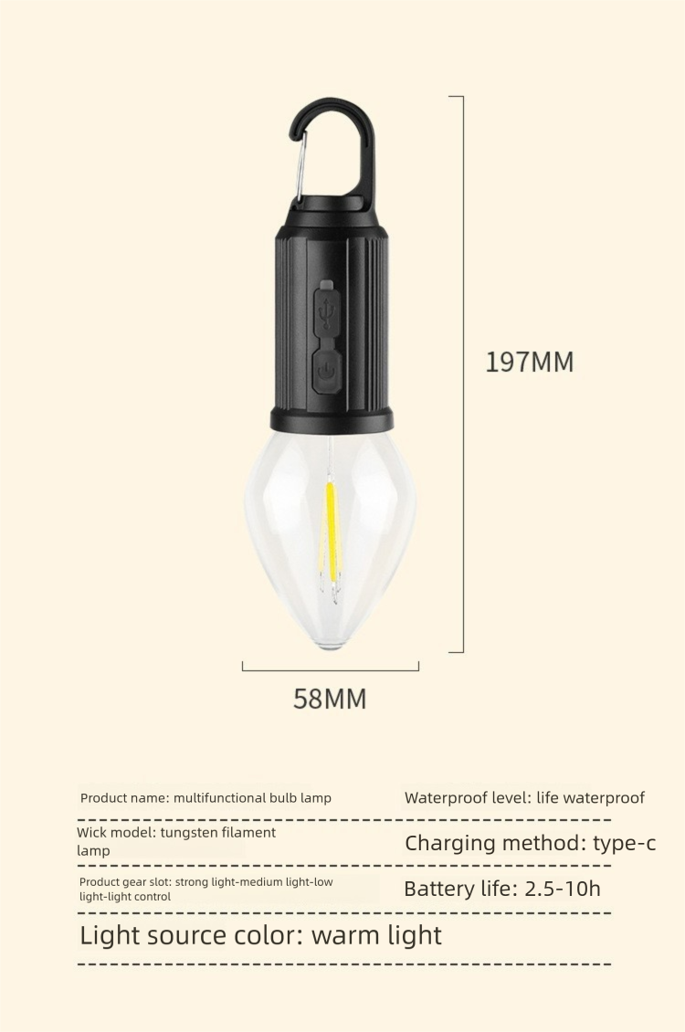 LED Tungsten Lantern Rechargeable Atmosphere Camping Tent Solar Emergency Bulb Light_voghion.com