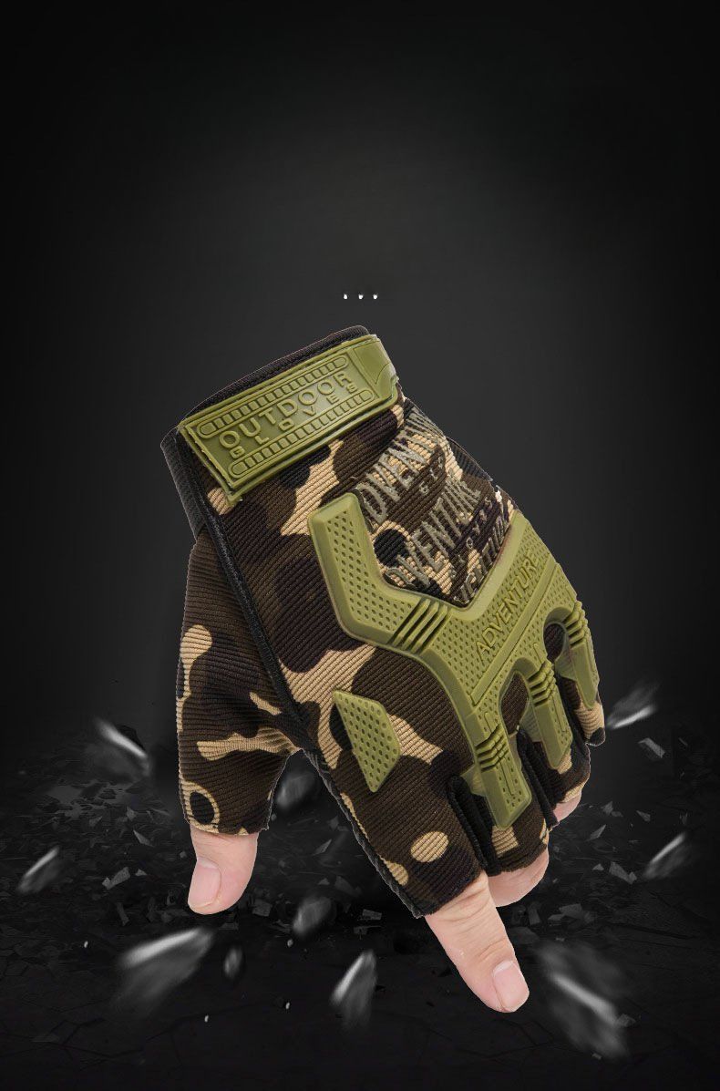 Gants tactiques thermiques demi-doigts résistants au froid, pour l'entraînement en plein air, l'escalade, le cyclisme, résistants à l'usure et antidérapants_voghion.com