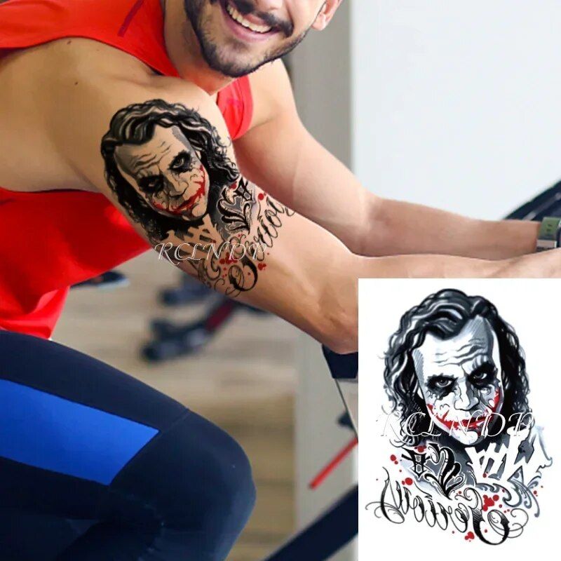 Vodoodporna začasna tetovaža nalepka Joker lobanja črka velika velikost body art flash tetovaže nalepke za dekleta in moške kupite eno in dobite eno brezplačno_voghion.com