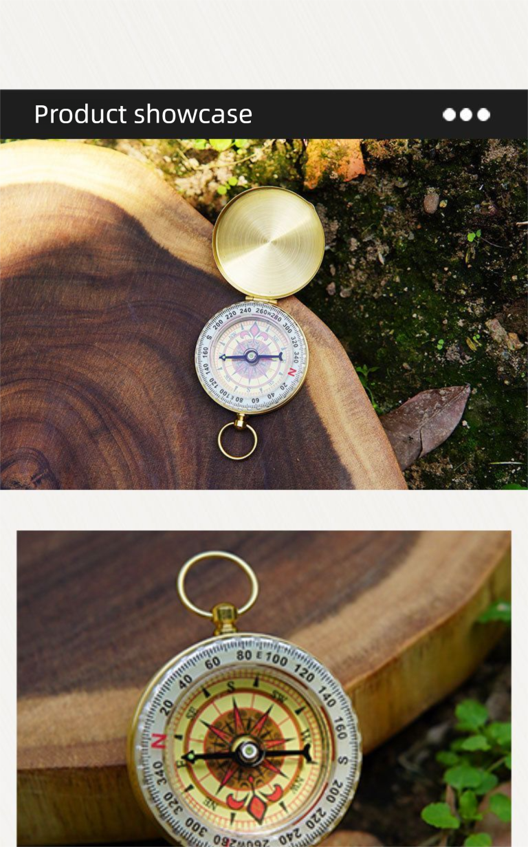 Outdoor Brass G50 Gold Glossy Flip - Cover Luminous Pocket Watch Compass_voghion.com