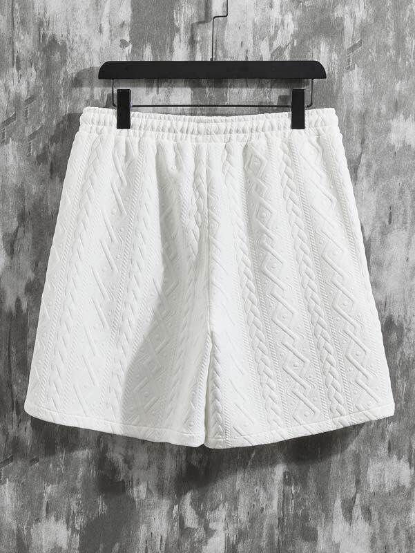 Herrenbekleidung Modetrend Freizeit Sport Strickmuster Kurzarm Zweiteiliger Anzug_voghion.com