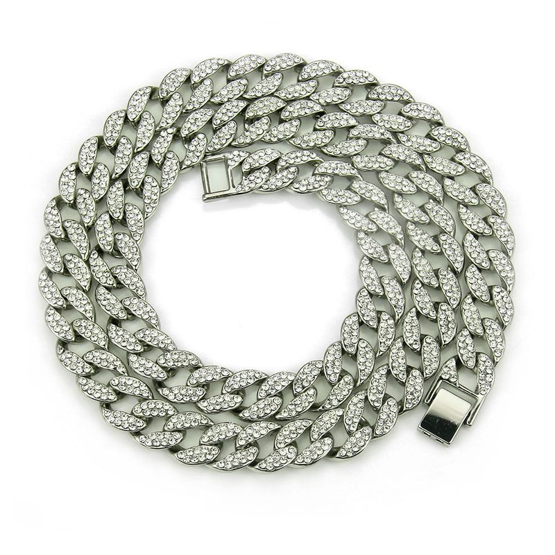 Herren Diamant-besetzte Halskette Hip Hop Rap Volldiamant Kubanische Goldkette_voghion.com