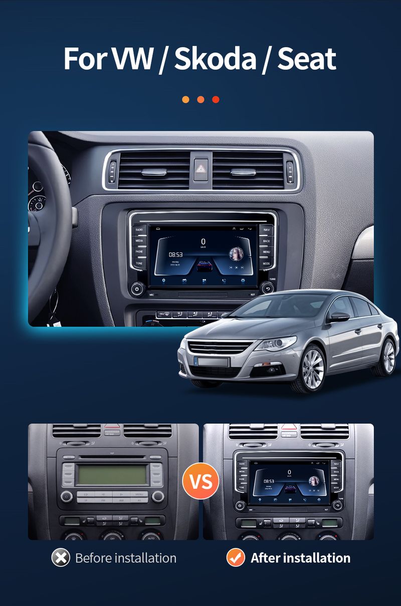 GRANDnavi Android13 Car Radio GPS For VW Skoda Octavia Golf 5 6 Touran Passat B6 Polo Jetta 2Din Multimedia Player_voghion.com