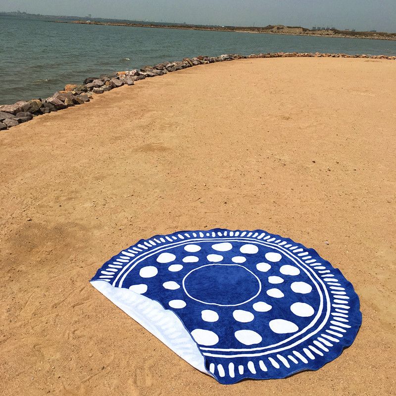 Cotton Terry Cloth Beach Hawaii Bath Style Active Printing Yoga Mat Round Bath Towel_voghion.com