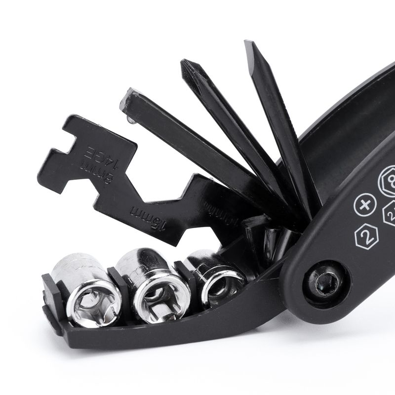 Pārnēsājams velosipēdu remonta kombinētais rīks 16 vienā daudzfunkcionālā salokāmā instrumentā, sešstūra uzgriežņu atslēga, skrūvgriezis_voghion.com