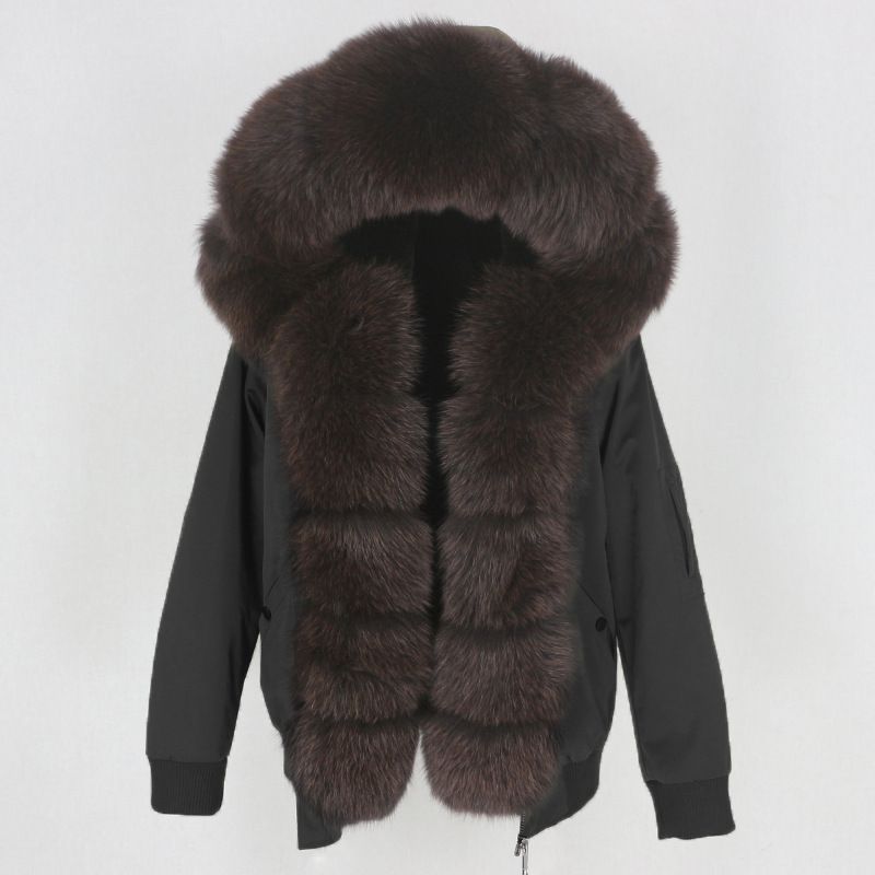 Women's Clothing Thickened Raccoon Fur Liner Removable Real Fox Fur Large Fur Collar Jacket Fur Cotton_voghion.com