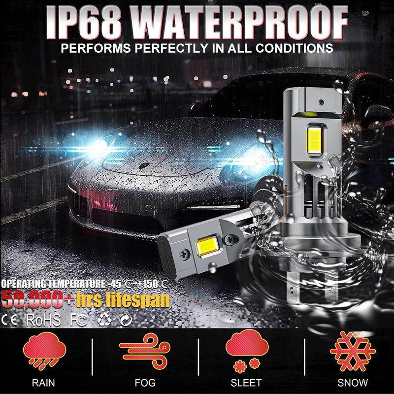 Lampadine per fari Turbo H7 H11 da 800 W, luci CANBUS, 80000 lm, H4 9012 9005 HB3 9006, mini lampada 3580 CSP, LED per auto wireless con_voghion.com