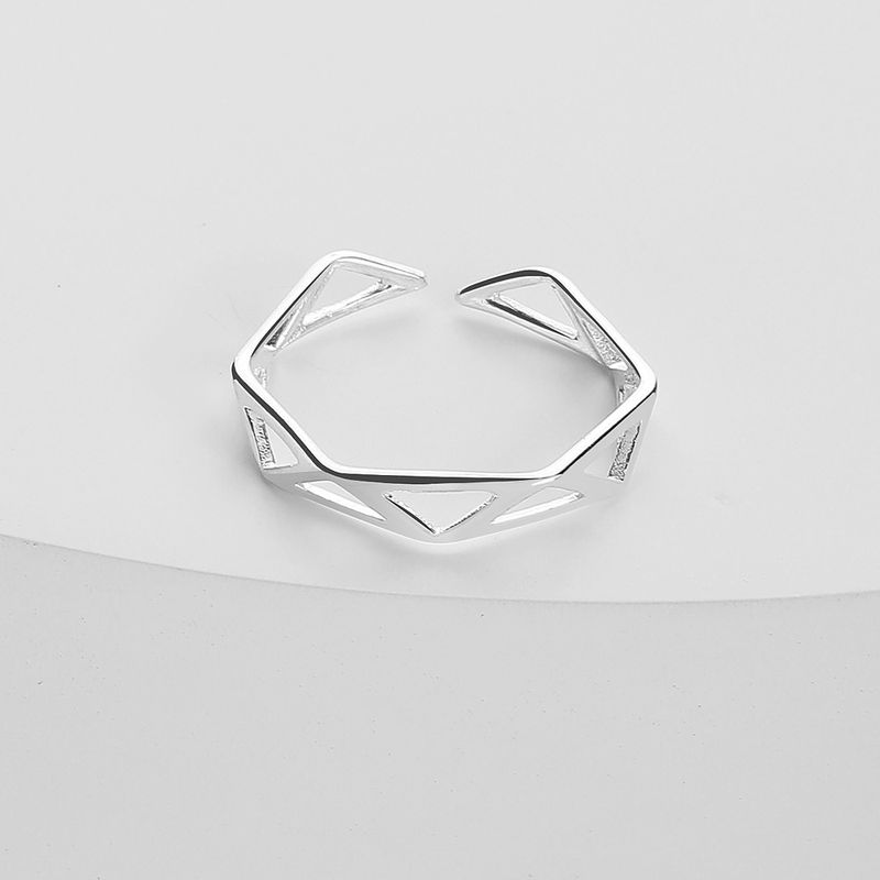 Anello geometrico cavo – Gioielli poligonali impilabili in stile freddo coreano, design aperto alla moda per le donne, anello per indice da abbinare e abbinare_voghion.com