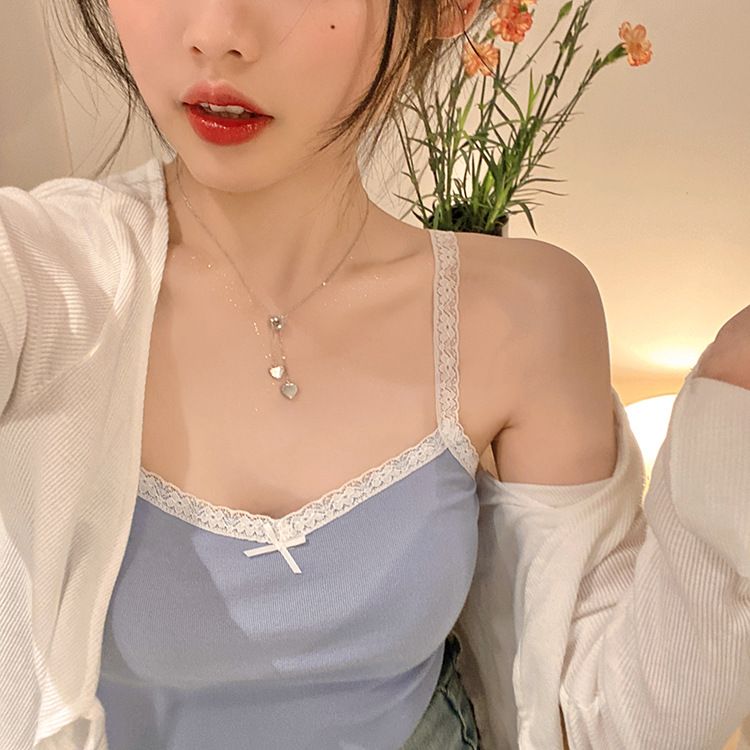 Collana a forma di cuore in conchiglia, ragazza, estate, nappa, catena per clavicola, accessori di design di nicchia di lusso leggero, collana in acciaio al titanio_voghion.com