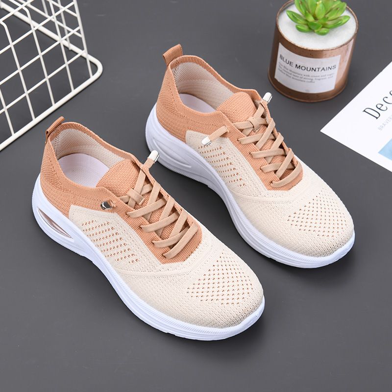 Women's 2025 New Casual Lace-up Sock Mesh Shoes Soft Sole Sneakers For Women_voghion.com