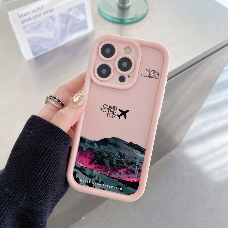 Peak Plane-Telefonhülle für iPhone 16 15 14 Pro Max 13 12 11 XS X XR 7 8 Plus SE 2022 Stoßfeste, matte, weiche Silikon-Stoßstangenabdeckung_voghion.com