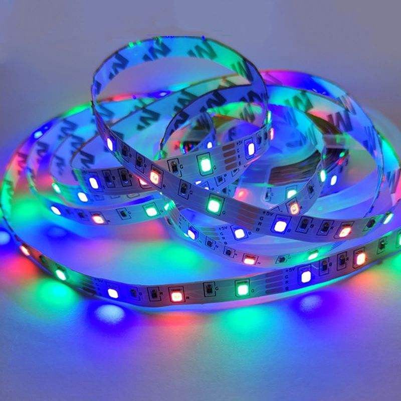 Kit de tira de luces LED RGB de 5 V con control remoto y aplicación - Chip 2835, 60 LED/m, resistente al agua, para retroiluminación de TV y decoración del hogar_voghion.com