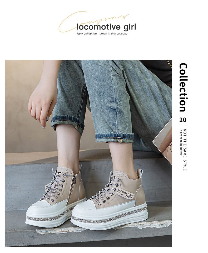 Herbst neue frauen schuhe plattform high-top kleine weiße schuhe strass weiß frühling und herbst Martin stiefel frauen herbst und winter_voghion.com