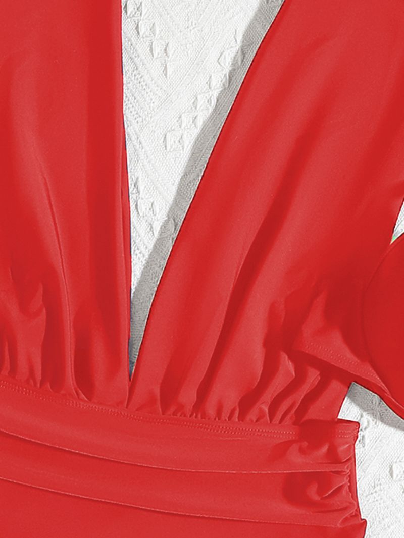 Maillot de bain deux pièces sexy taille haute pour femme, bonnets rigides, froncés, fendu_voghion.com