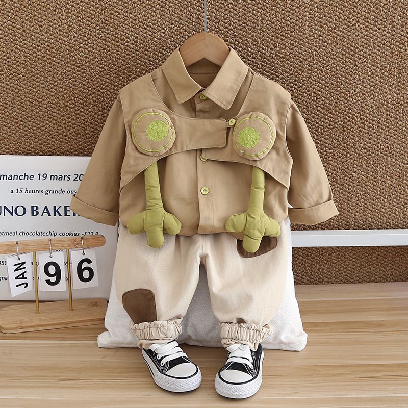 Bērnu apģērbs, garš, slaids multfilmu krekls, zēnu ikdienas uzvalks, pavasara/rudens maza un vidēja izmēra bērnu apģērbs._voghion.com