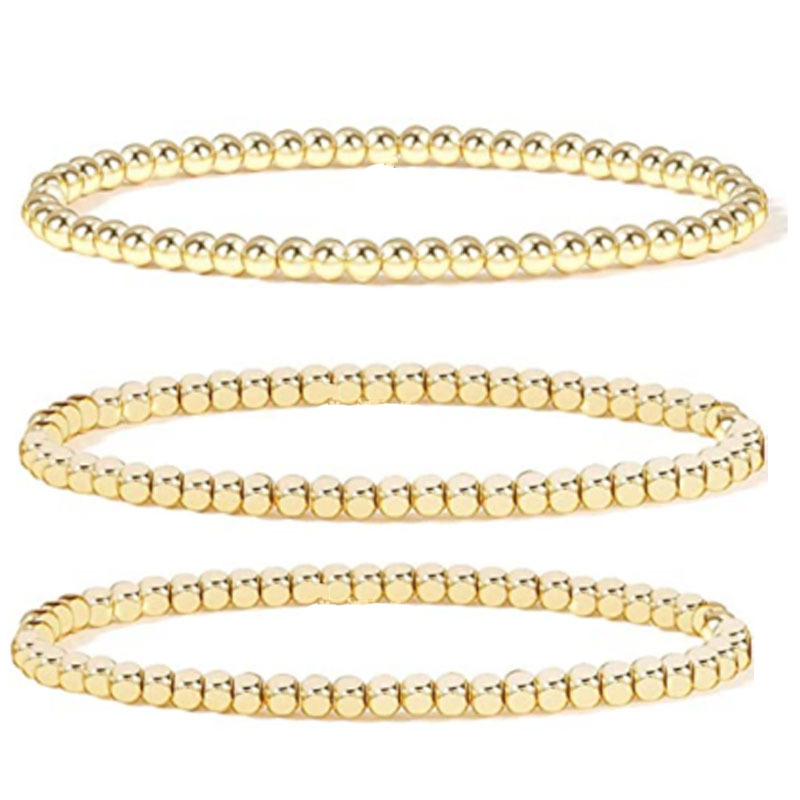2 pezzi Ho che vendono bracciale con perline in oro genuino placcato in rame 14K, catena da donna color reenion_voghion.com
