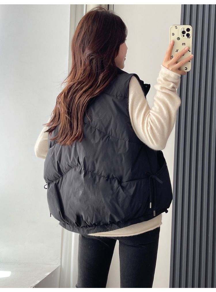 Gilet matelassé pour femme – Motif 3D et col montant zippé (Indispensable pour superposer les vêtements d'hiver légers)_voghion.com