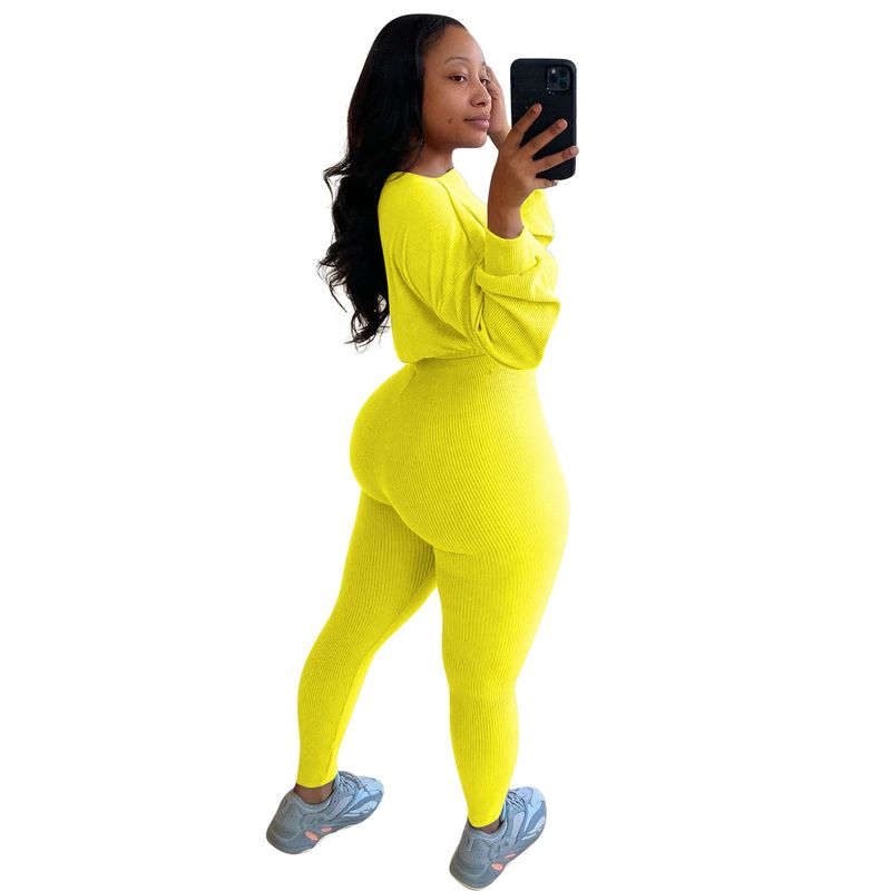 Women's ribbed athleisure suit_voghion.com