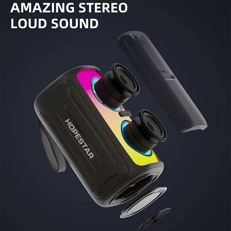 HOPESTAR Party 110 Mini Colorful Lights Wireless Bluetooth Speaker (Black)_voghion.com