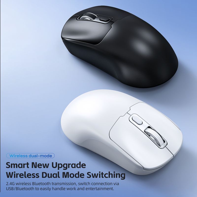 Q3 Wireless Bluetooth Mouse Dual Mode Rechargeable 2.4G Silent Ergonomic Mouse For Laptop & PC, 1600DPI Adjustable, Black/White_voghion.com