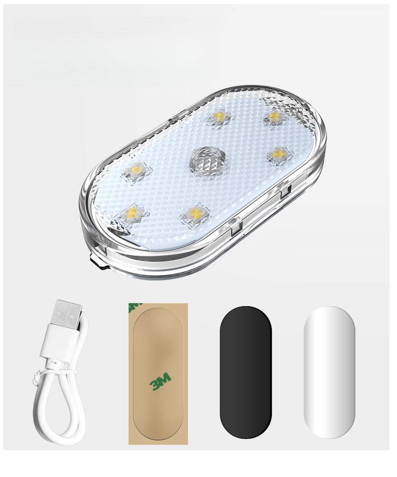 Små LED-lys i bilens kabine, trådløs induktion, ledningsfri bil, omgivende berøringsbelysning, brug i køretøj_voghion.com