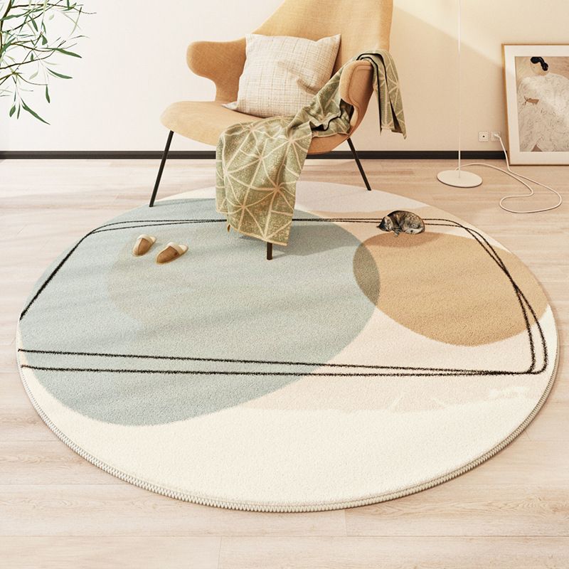 Runder Wohnzimmerteppich, Schlafzimmer, moderner Couchtischteppich, Schreibtischstuhl, Lammwolle, verdickt, rutschfest, Erkerfenster, Balkon_voghion.com