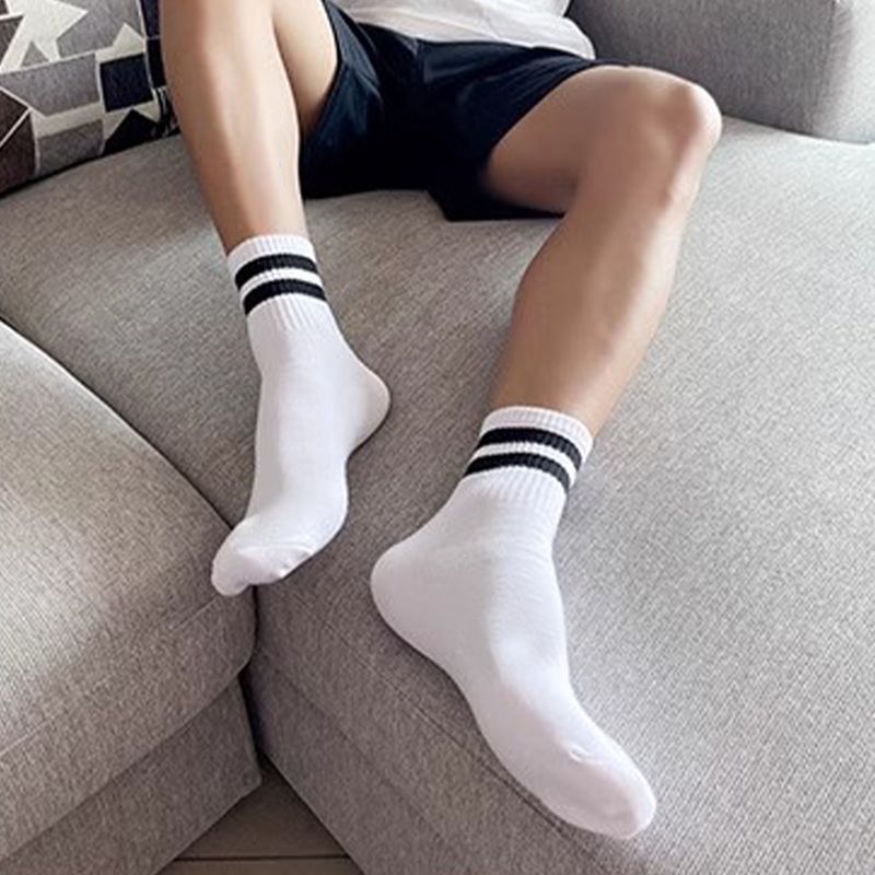 Herensokken Mid Tube Herensokken Sport Gestreept Parallelle Brug Zweetabsorberend Ademend Lange Tube Basketbalsokken Batch_voghion.com