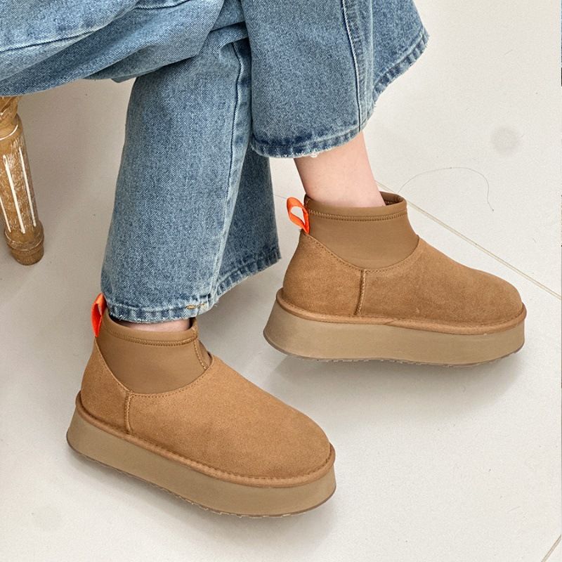 2025 Vinter Nye Mini Dipu Kvinders Tykke Bund Øget Pels Integreret Sne Fortykkede Varme Bomuldssko Korte Støvler_voghion.com