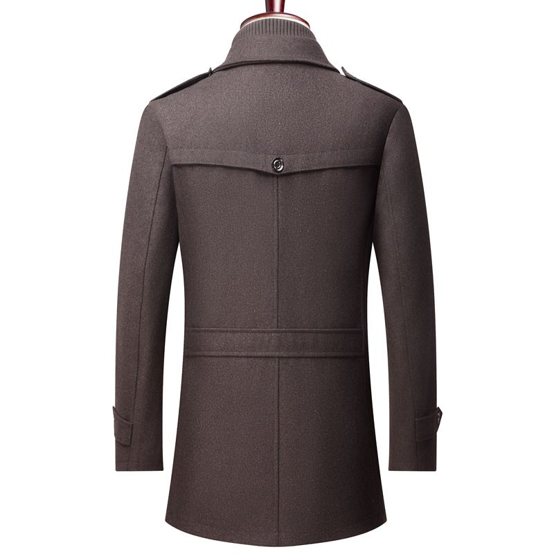Men's Wool Blend Overcoat – Single-Breasted Long Coat With Belt (30% Wool, Winter-Ready, Business Casual) – Grey/Black/Camel/Navy/Coffee_voghion.com